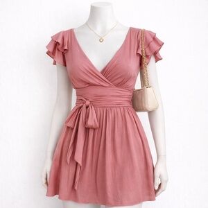 NWOT Musette Ruffle Shoulder Wrap Dress